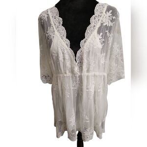 Entro large white Sheer lace Lined Tunic With Camisole NEW WITH TAGS